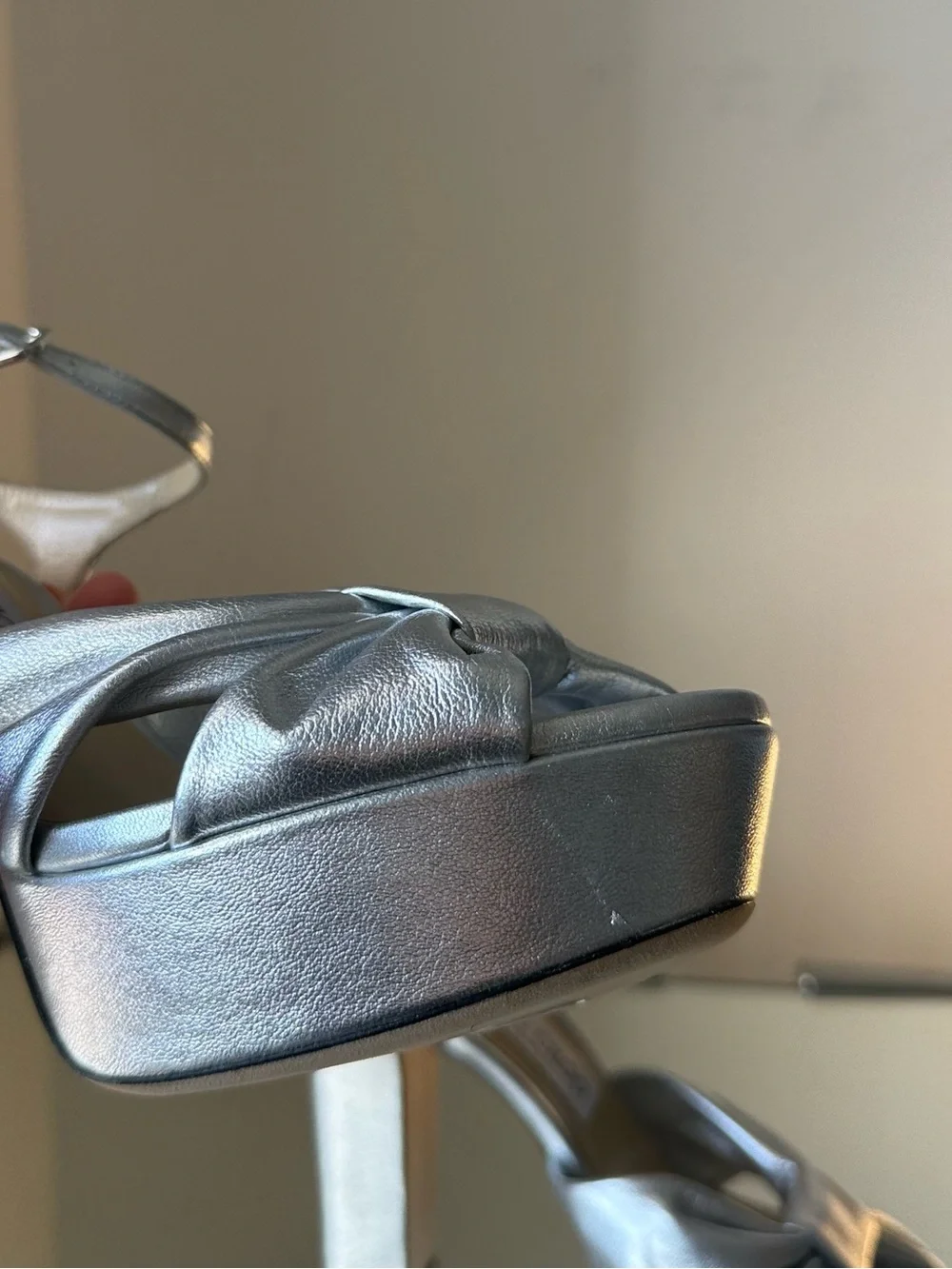 Jimmy CHOO Heloise 120 Silver Metallic Nappa Leather Sandals $1,095 39.5